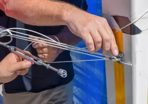 Loop the rope back through the D Ring and the attachment point multiple times.