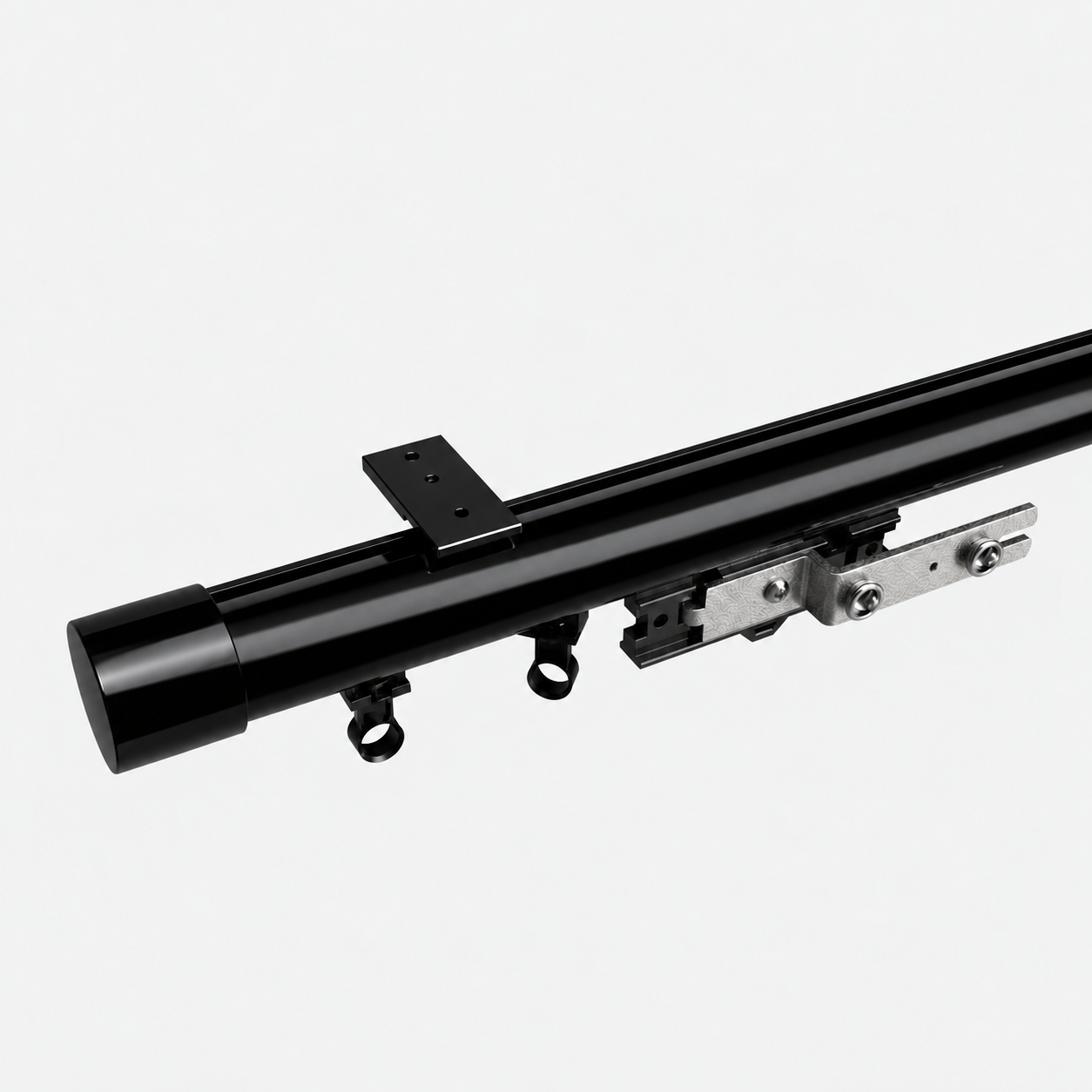 Ceiling-mounted shiny black Traverse Rod