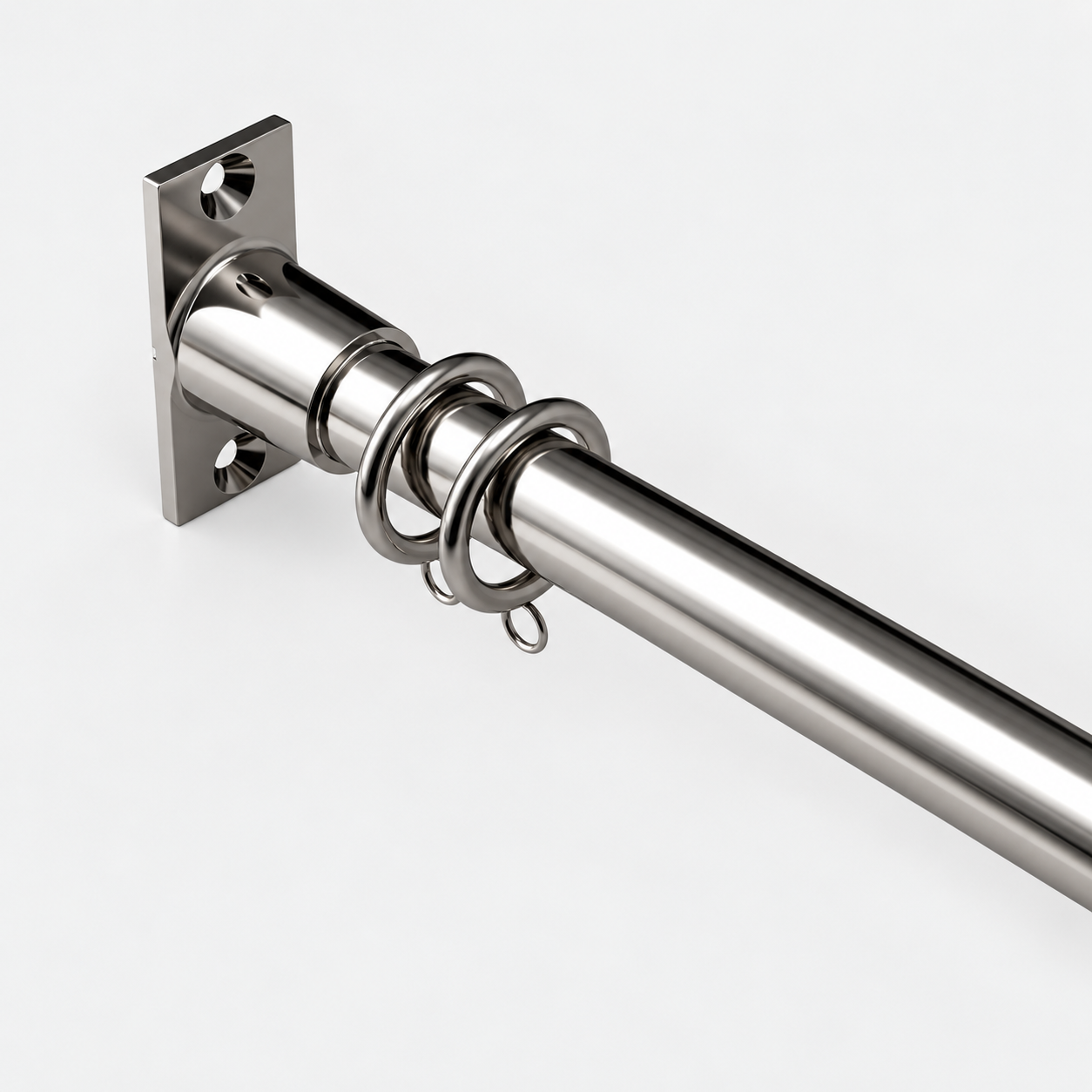 Nautilus rod with square inside mount socket bracket in ss finish