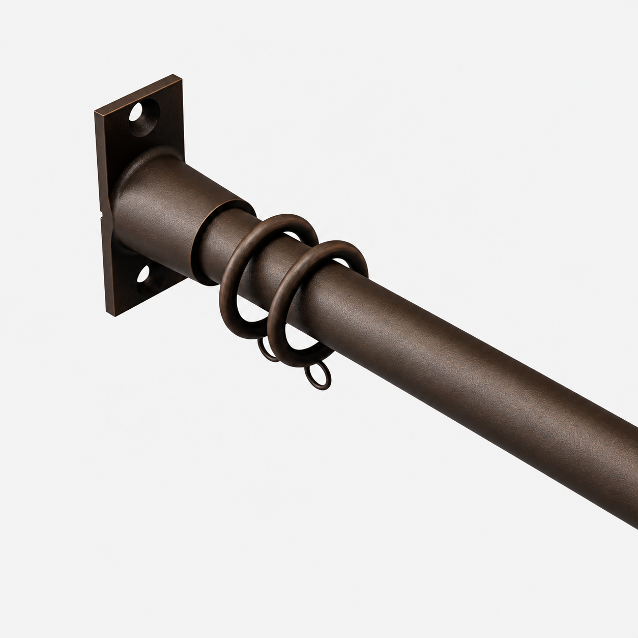 Nautilus rod with square inside mount socket bracket in orb finish