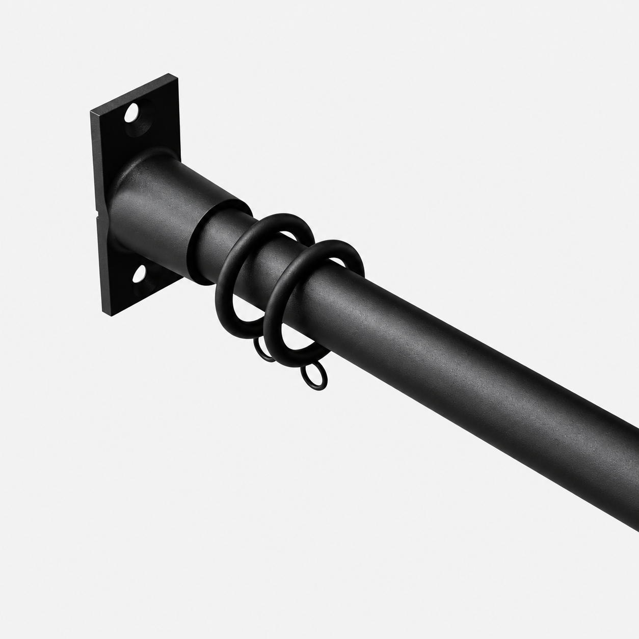 Nautilus rod with square inside mount socket bracket in black finish