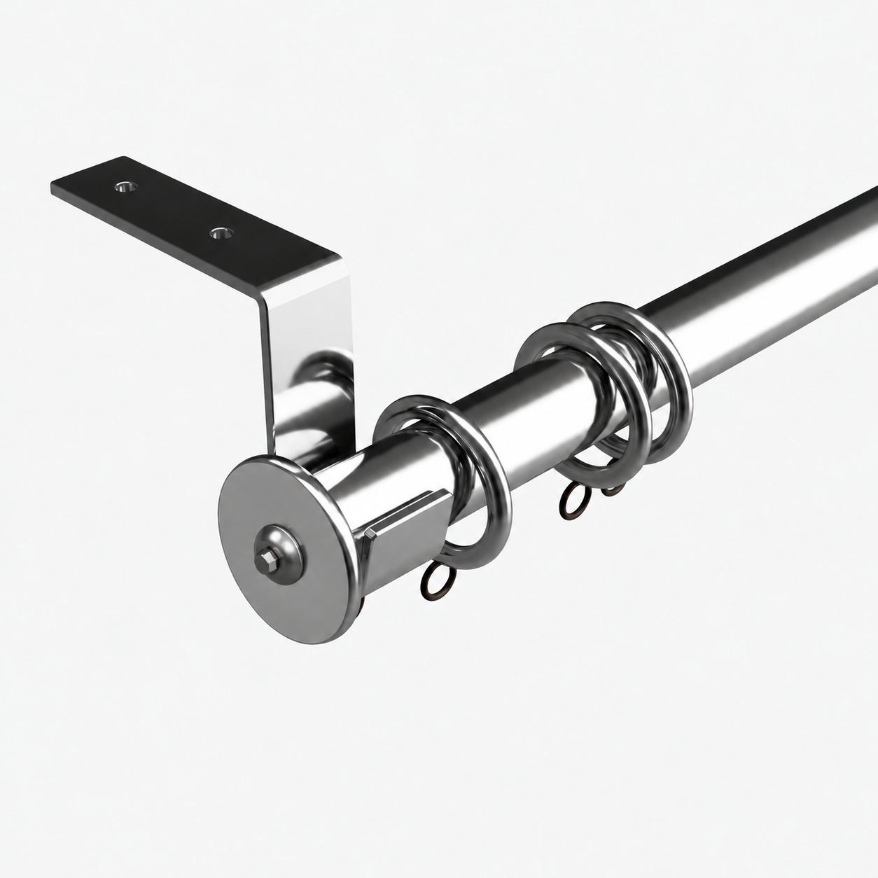 Polished stainless straight rod with ceiling strap bracket