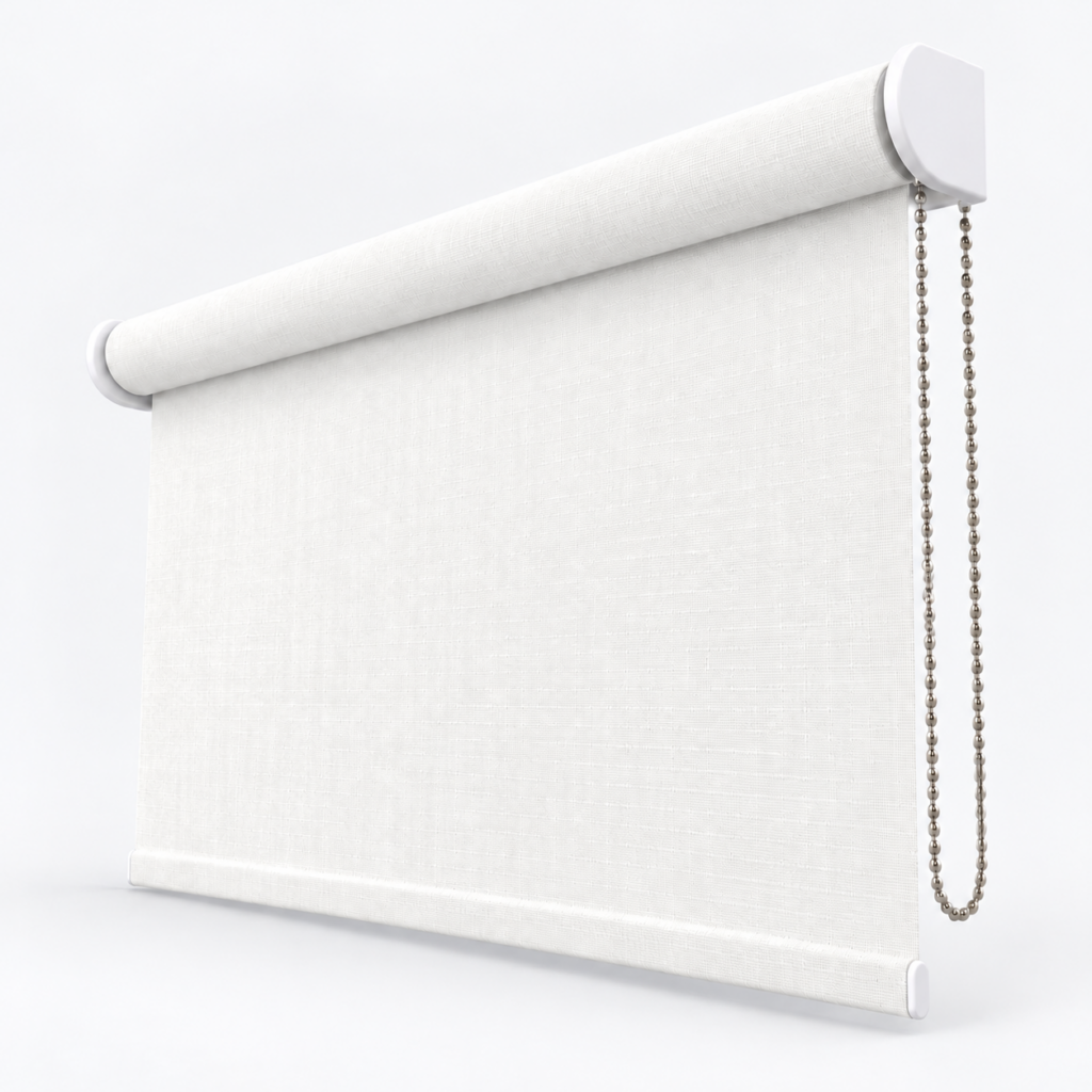 Regular roll shade with compact white end covers