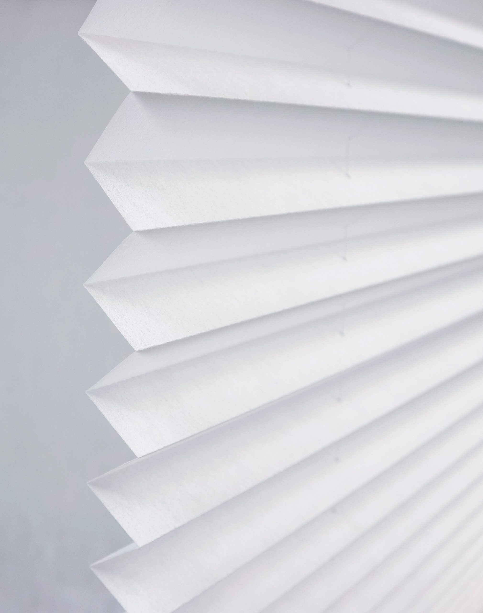 White pleated fabric on a Cut-at-Home moving-day shade