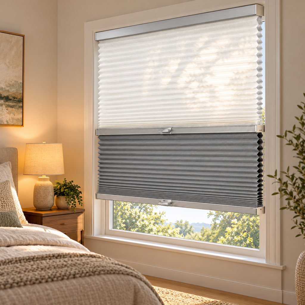Simply Cordless Day/Night shade with fabric and operating details