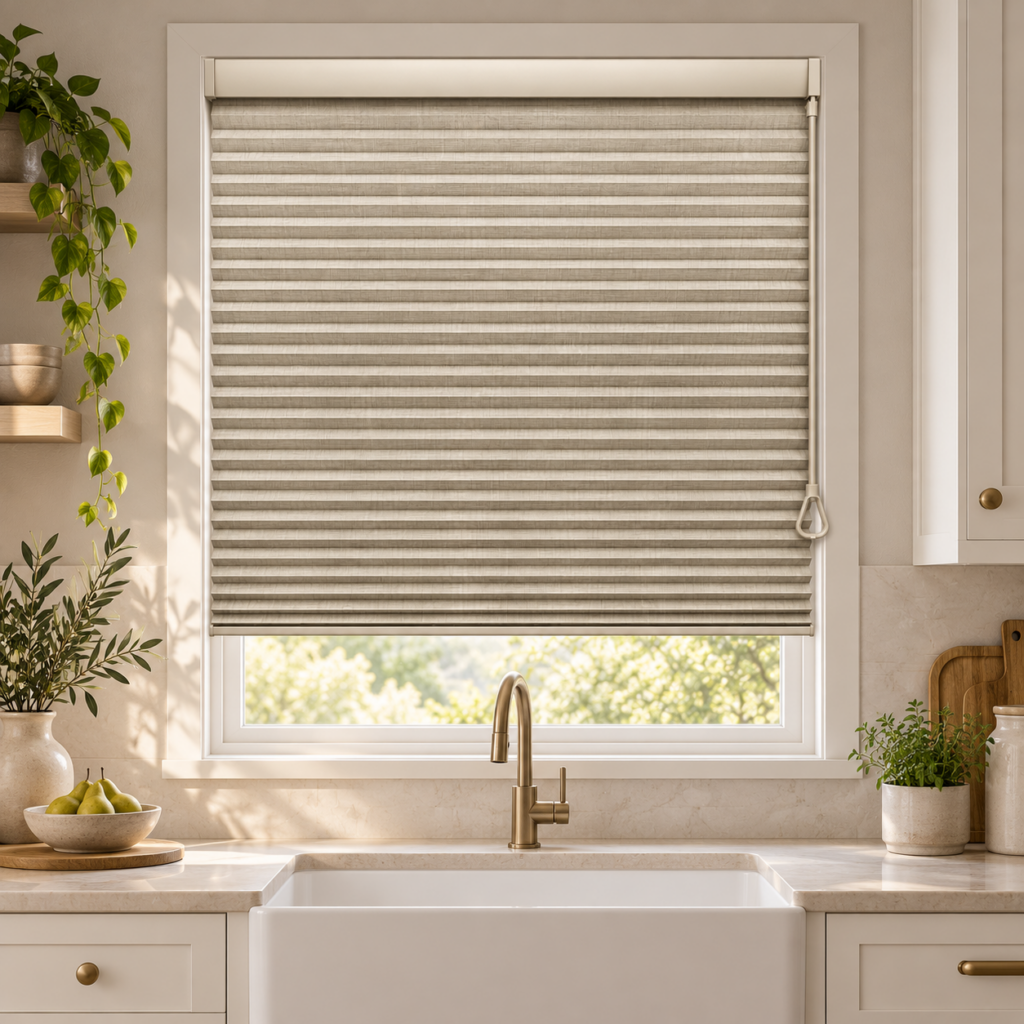 Simple Lift shade with fabric and operating details