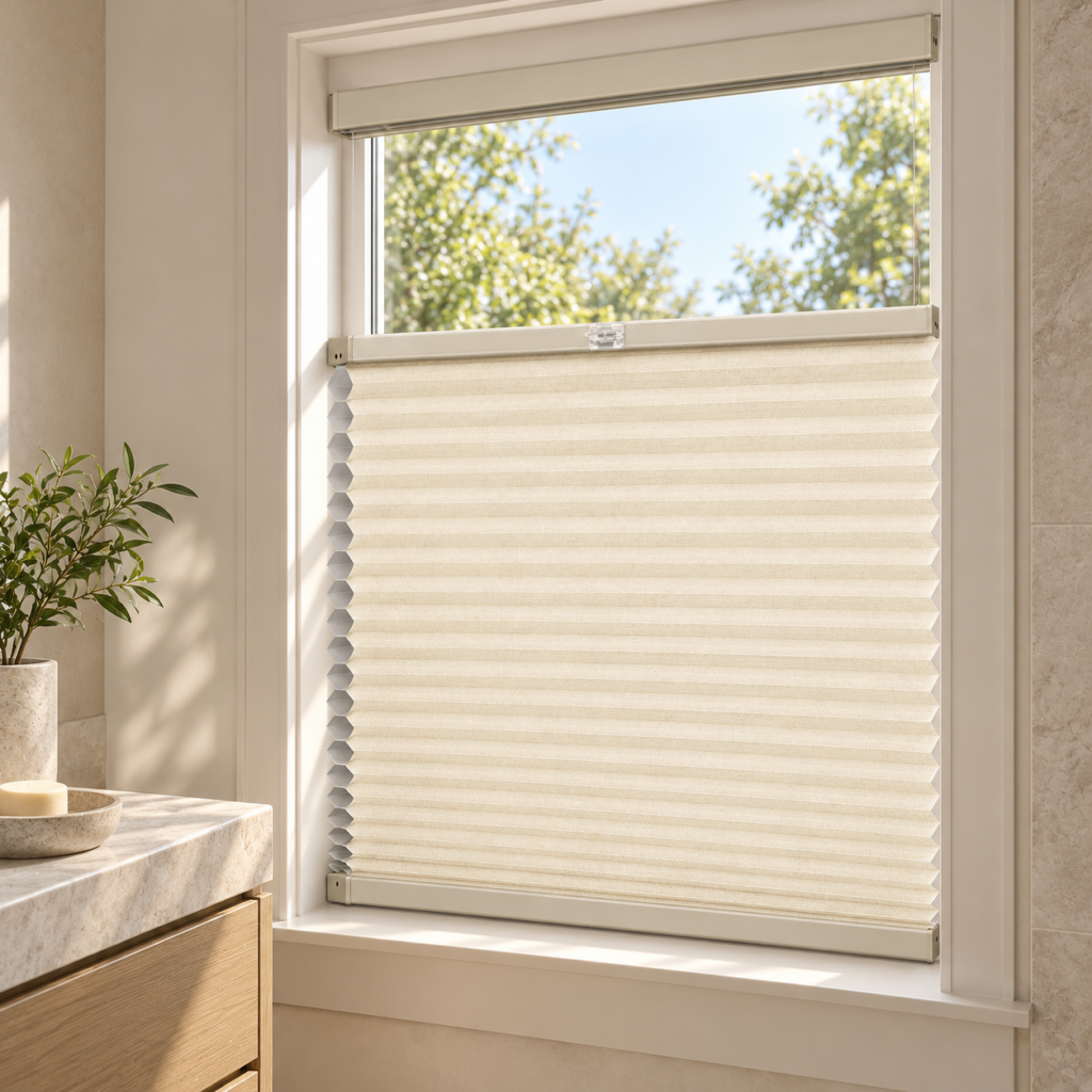 Simply Cordless Top Down Bottom Up shade with fabric and operating details