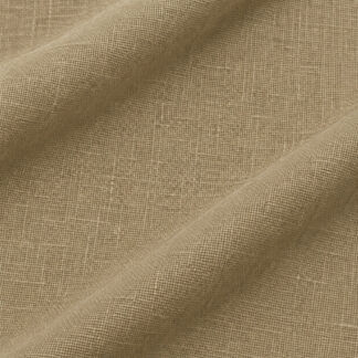 KHAKI Palm Beach pure flax linen showing fine matte weave and soft folds