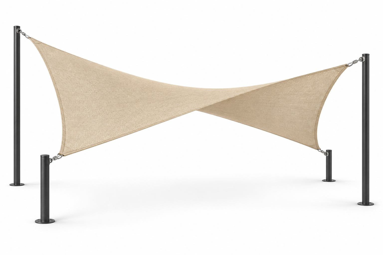 Four-sided shade sail in sand beige — design illustration