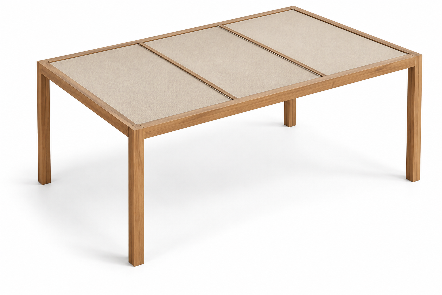 Clean-edge framed panels in sand beige — design illustration
