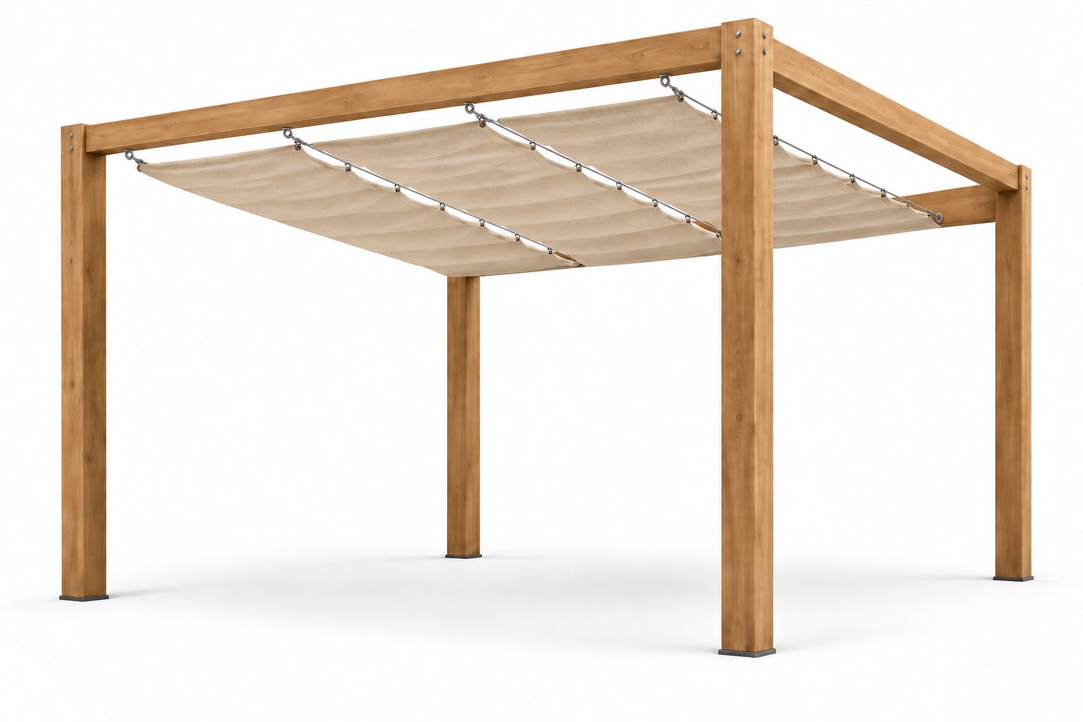 Retractable slidewire shade in sand beige — design illustration