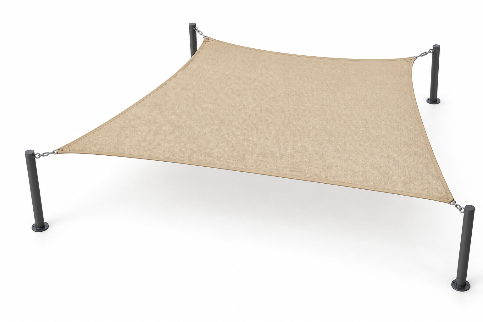 Trapezoid shade sails in sand beige — design illustration