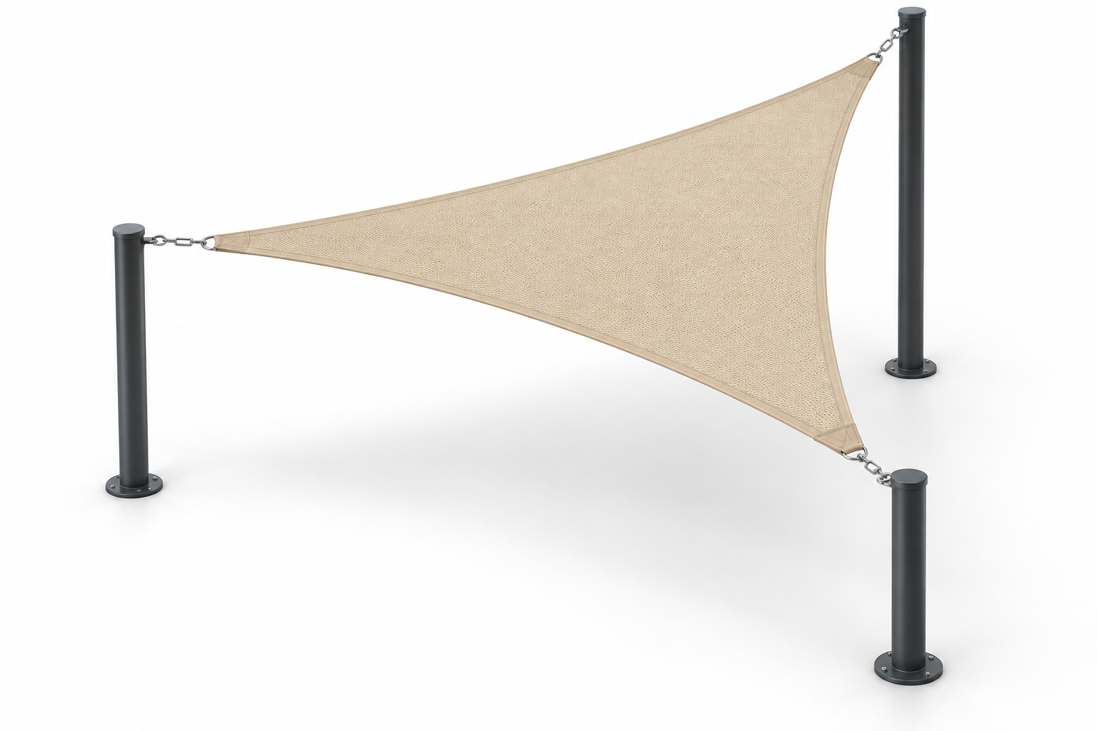 Triangle shade sail in sand beige — design illustration