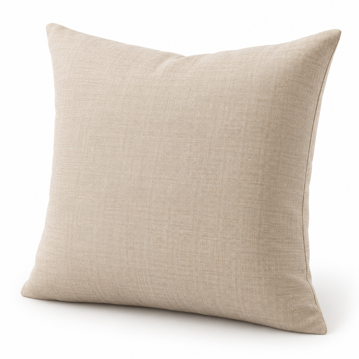 Beige square pillow knife edge illustration
